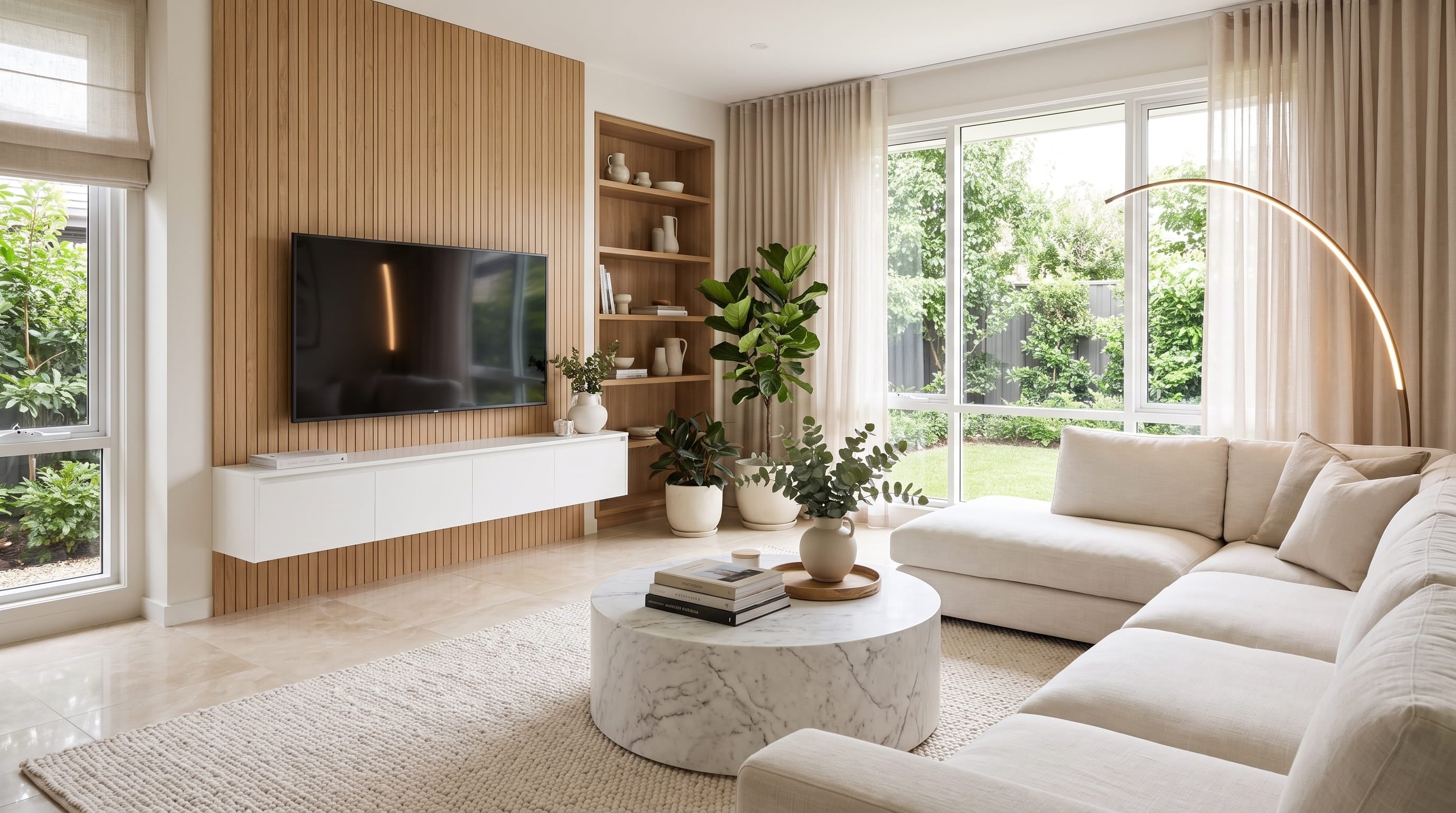 Handcrafted Furniture - Floating Media Credenza | Material Interior Modern Interiors Surabaya & Gresik